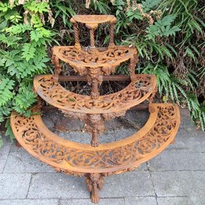 Antique Victorian Style Tiered Cast Iron Garden Plant Stand