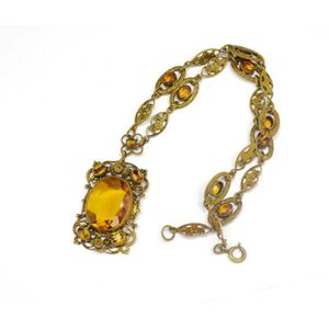 Art Deco 'Czech' citrine glass and fret work metal…