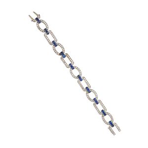 Sapphire and diamond bracelet, designed as a series of oval and&hellip;