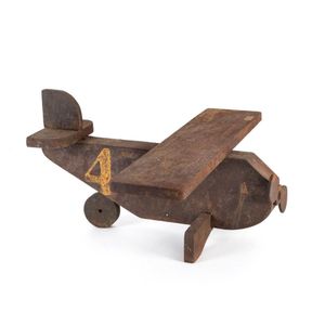 Depression era primitive toy plane, painted wood, circa 1930s,…