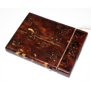 Victorian inlaid silver tortoiseshell card case monogrammed to…