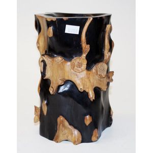 Japanese carved wood brush pot natural wood decoration in&hellip;