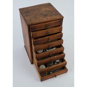 Watch maker's eight drawer miniature chest with large quantity…