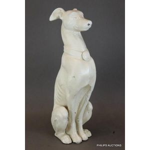 Enamel-painted Cast Iron Garden Whippet Sculpture, 20th Century ...