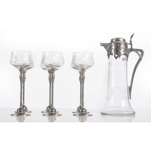 An Art Nouveau suite, comprising six hock wine glasses and a…