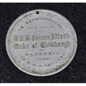 H.R.H Prince Alfred Tasmanian visit 1868 medal diameter 4.5 cm.