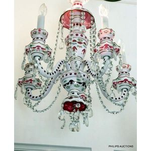 A Bohemian glass Five-Light chandelier, 20th century, the…