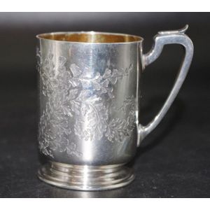 Victorian Silver Christening Cup with Engraved Leaf Decoration - Mugs ...