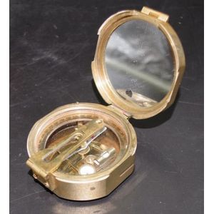 VINTAGE NATURAL SINE INDIA BRASS COMPASS WITH LEVEL - WORKING