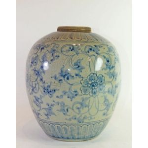 A Japanese blue and white vase c.19th century decorated with…
