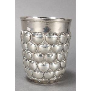 Hanau silver heart shaped beaker, c.1900, impressed German…