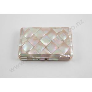 Victorian mother of pearl calling card case, fitted blue silk…