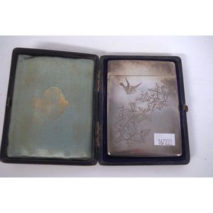 Victorian sterling silver card case engraved with birds and…