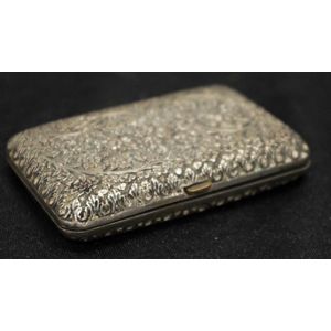 Dutch vintage silver card case embossed blossom decoration,…