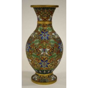 Oriental cloisonne vase 22.5 cm high