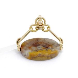 Antique agate & 15ct yellow gold fob spinner marked 15ct, size&hellip;