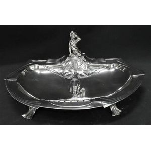 An Art Nouveau Austrian silver (800) centrepiece with cherub…