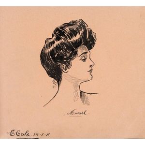 An Edwardian autograph sketchbook featuring numerous ink…