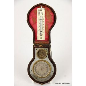 An antique Swiss pocket or travelling Compensated barometer,…