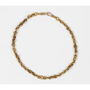 An antique gold fob chain, Fancy rope twist chain finished with&hellip;