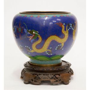 20th century cloisonne vase, compressed circular shape,…