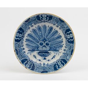 19th online Century Delft Wall hanging Charger Plate Blue White Antique Deer