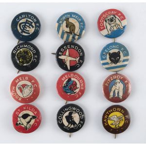 1950-51 Argus badges 'VFL Club Mascots' (12) - complete set.…