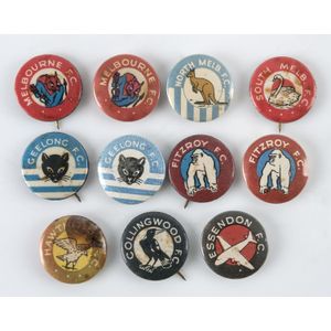 1950-51 Argus badges 'VFL Club Mascots' (11) - compprising of a…