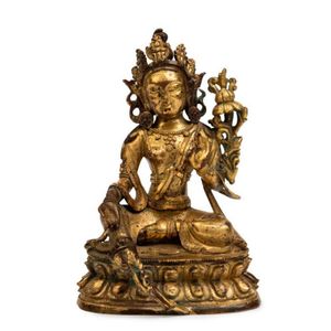 A repousse gilt bronze figure of white Tara, 19th century&hellip;