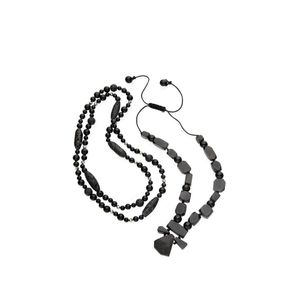 An onyx and black pumice necklace and a jet bead necklace,&hellip;