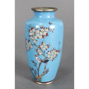 Japanese cloisonne vase, of petit tapering form, decorated with…