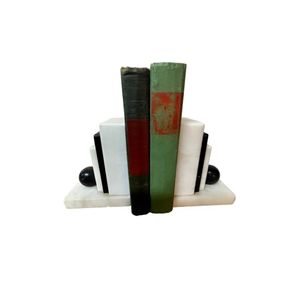 A pair of Art-deco black and white marble bookends, French&hellip;