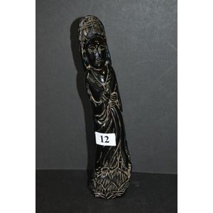 Rare black coral carving of Guan Yin