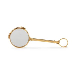 A gold lorgnette, featuring machine-turned detail; 15ct gold.…