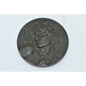 French Art Nouveau 'Orpheus' medal by L. Coudray, diameter 7 cm
