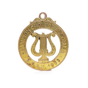 Champion Choir of Australia 9ct yellow gold medal marked 9c,…
