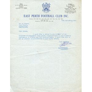 1960 Sandover Medal: Collection of congratulatory letters (8) &…