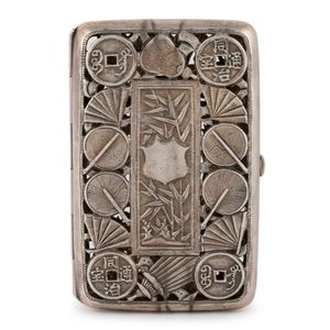 chinese cigarette case Antique Enamel Bird Floral Case, Match Box Holder, Trinket Dish Tray Antique Chinese cigarette and cigar