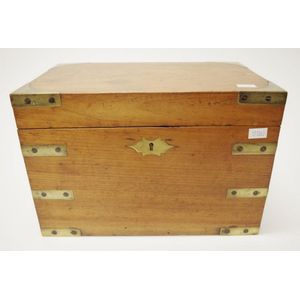 Victorian teak medical/apothecary box brass bound, internal…