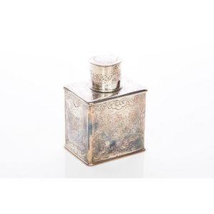George II sterling silver tea caddy, mark of Ebenezer Coker,…