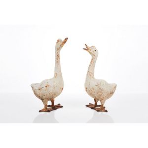 Pair of cast iron geese, first half of 20th century, each…
