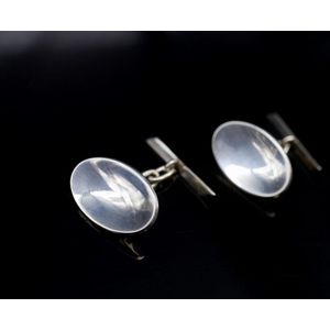 Vintage Mexican Mid 20th Century Modernist Silver And good Turquoise Cylinder Shaped Cufflinks