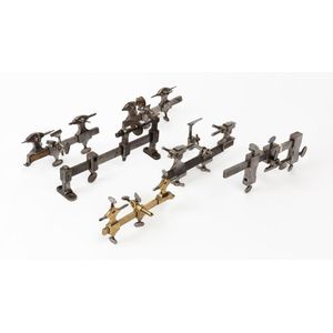 A collection of six watchmakers turns, the largest 23 cm long