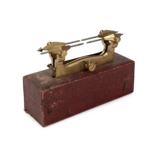 A large brass and steel watchmakers depthing tool by Compas,…