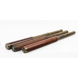 Four brass mounted telescopes, including a leather bound…