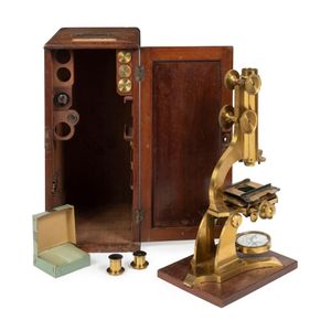 A brass microscope no. 148, M. Pillischer, 398 Oxford Street,…
