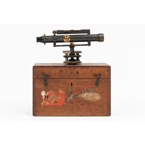 A brass surveyors level by W.F. Stanley, London, with fitted…