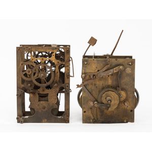 An English longcase clock movement together with a German…