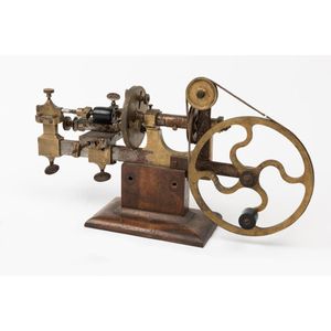A brass watchmaker's precision mandrel lathe, 19th century,…
