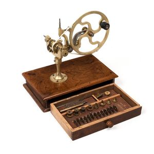 A watchmaker's brass topping tool with cutters, 19th century,…